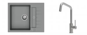 K-StrongSinks S3 évier granit Vardar 615x500mm gris + robinet Arda inox