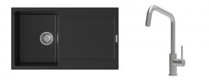 K-StrongSinks S3 évier granit Zala 860x500mm noir + robinet Arda inox