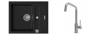 K-StrongSinks S3 évier granit Vardar 615x500mm noir + robinet Arda inox