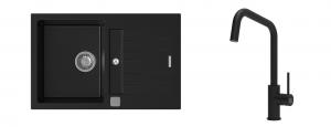 K-StrongSinks S3 évier granit Vardar 780x500mm noir + robinet  Arda noir