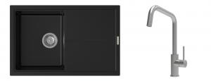 K-StrongSinks S3 évier granit Labe 780x500mm noir + robinet Arda inox