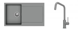K-StrongSinks S3 évier granit Zala 860x500mm gris + robinet Arda gris