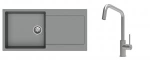 K-StrongSinks S3 évier granit Zala 1000x500mm gris + robinet Arda inox