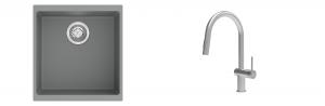 K-StrongSinks S3 évier granit Hron 430x460mm gris + robinet Neris inox
