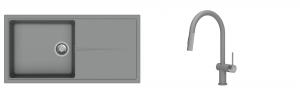 K-StrongSinks S3 évier granit Labe 1000x500mm gris + robinet Neris gris