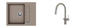 K-StrongSinks S3 évier granit Vardar 615x500mm beige + robinet Neris beige