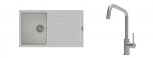 K-StrongSinks S3 évier granit Zala 860x500mm blanc + robinet Arda inox