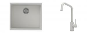 K-StrongSinks S3 évier granit Hron 530x460mm blanc + robinet Arda blanc