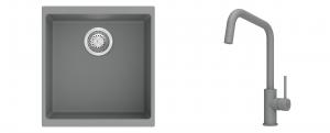 K-StrongSinks S3 évier granit Hron 430x460mm gris + robinet Arda gris