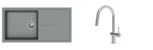 K-StrongSinks S3 évier granit Labe 1000x500mm gris + robinet Neris inox
