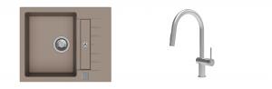 K-StrongSinks S3 évier granit Vardar 615x500mm beige + robinet Neris inox
