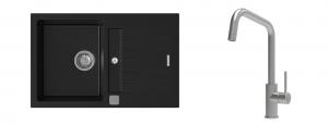 K-StrongSinks S3 évier granit Vardar 780x500mm noir + robinet Arda inox