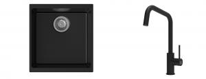 K-StrongSinks S3 évier granit Hron 430x460mm noir + robinet  Arda noir
