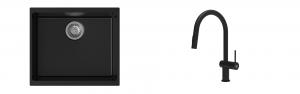 K-StrongSinks S3 évier granit Hron 530x460mm noir + robinet Neris noir