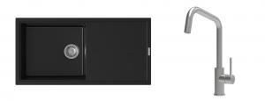 K-StrongSinks S3 évier granit Labe 1000x500mm noir + robinet Arda inox