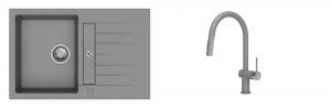 K-StrongSinks S3 évier granit Vardar 780x500mm gris + robinet Neris gris