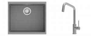 K-StrongSinks S3 évier granit Hron 530x460mm gris + robinet Arda inox
