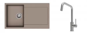 K-StrongSinks S3 évier granit Zala 860x500mm beige + robinet Arda inox
