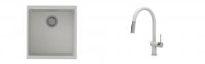 K-StrongSinks S3 évier granit Hron 430x460mm blanc + robinet Neris blanc