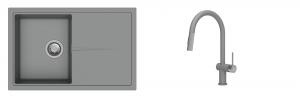 K-StrongSinks S3 évier granit Labe 780x500mm gris + robinet Neris gris