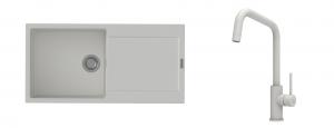 K-StrongSinks S3 évier granit Zala 1000x500mm blanc + robinet Arda blanc