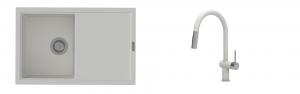 K-StrongSinks S3 évier granit Labe 780x500mm blanc + robinet Neris blanc
