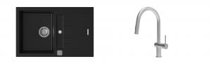 K-StrongSinks S3 évier granit Vardar 780x500mm noir + robinet Neris inox