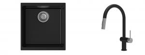 K-StrongSinks S3 évier granit Hron 430x460mm noir + robinet Neris noir/inox