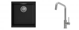 K-StrongSinks S3 évier granit Hron 430x460mm noir + robinet Arda inox