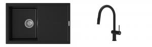 K-StrongSinks S3 évier granit Labe 780x500mm noir + robinet Neris noir