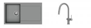 K-StrongSinks S3 évier granit Zala 860x500mm gris + robinet Neris gris