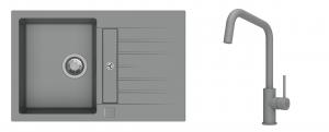 K-StrongSinks S3 évier granit Vardar 780x500mm gris + robinet Arda gris