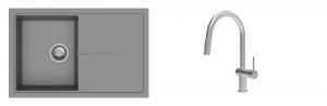 K-StrongSinks S3 évier granit Labe 780x500mm gris + robinet Neris inox