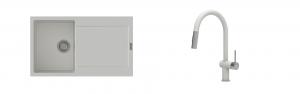 K-StrongSinks S3 évier granit Zala 860x500mm blanc + robinet Neris blanc