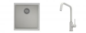 K-StrongSinks S3 évier granit Hron 430x460mm blanc + robinet Arda blanc