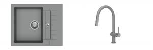 K-StrongSinks S3 évier granit Vardar 615x500mm gris + robinet Neris gris