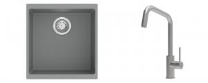 K-StrongSinks S3 évier granit Hron 430x460mm gris + robinet Arda inox