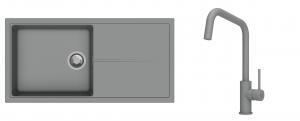 K-StrongSinks S3 évier granit Labe 1000x500mm gris + robinet Arda gris