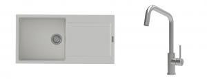 K-StrongSinks S3 évier granit Zala 1000x500mm blanc + robinet Arda inox