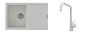 K-StrongSinks S3 évier granit Labe 780x500mm blanc + robinet Arda blanc
