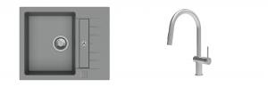 K-StrongSinks S3 évier granit Vardar 615x500mm gris + robinet Neris inox