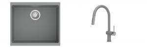 K-StrongSinks S3 évier granit Hron 530x460mm gris + robinet Neris gris