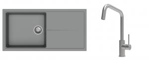 K-StrongSinks S3 évier granit Labe 1000x500mm gris + robinet Arda inox