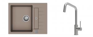 K-StrongSinks S3 évier granit Vardar 615x500mm beige + robinet Arda inox