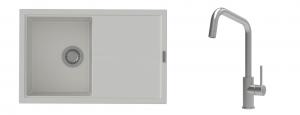 K-StrongSinks S3 évier granit Labe 780x500mm blanc + robinet Arda inox
