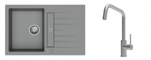 K-StrongSinks S3 évier granit Vardar 780x500mm gris + robinet Arda inox