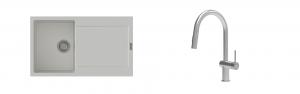 K-StrongSinks S3 évier granit Zala 860x500mm blanc + robinet Neris inox