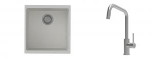 K-StrongSinks S3 évier granit Hron 430x460mm blanc + robinet Arda inox