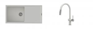 K-StrongSinks S3 évier granit Labe 1000x500mm blanc + robinet Neris blanc