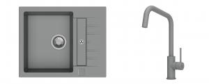 K-StrongSinks S3 évier granit Vardar 615x500mm gris + robinet Arda gris